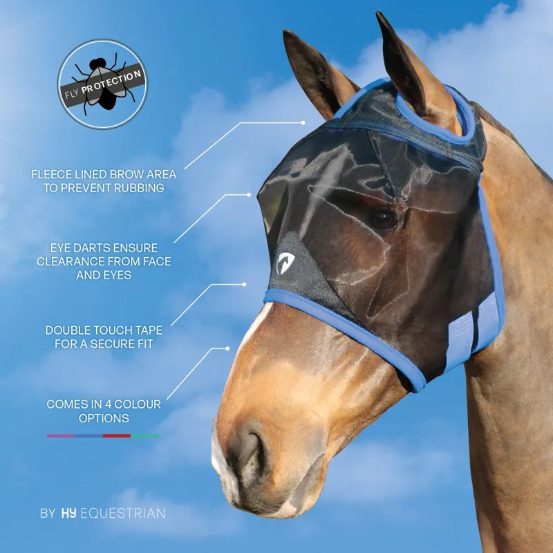Hy Equestrian Mesh Half Mask Without Ears - Black/Palace Blue-1